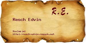 Resch Edvin névjegykártya